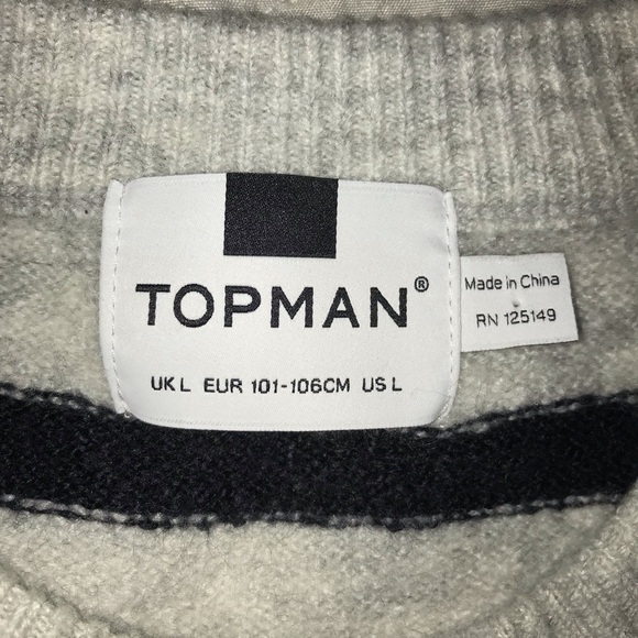 Topman Mens Striped Crew Neck Knit Sweater Size Large - Picture 4 of 7